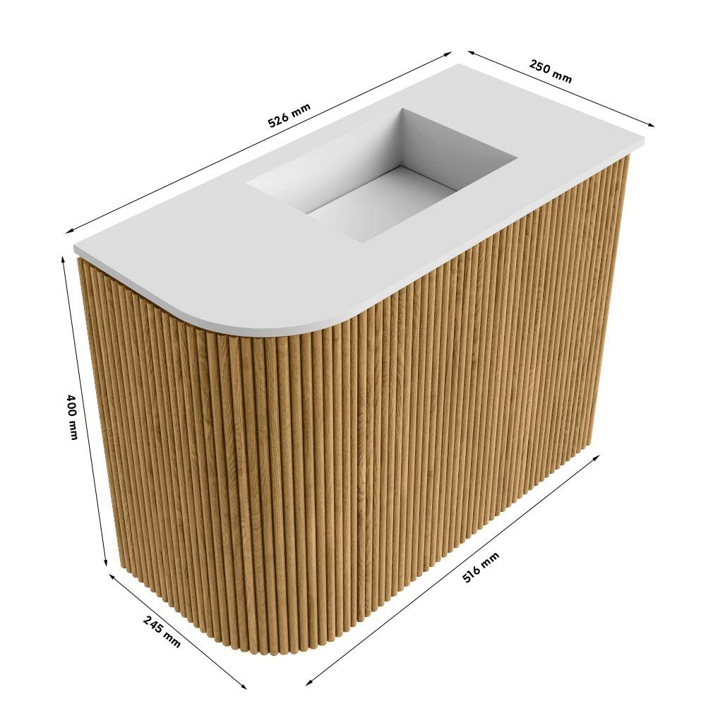 Mondiaz Toiletmeubel Joya Dlux Walnut - 51.6 cm - Wastafel FAYE Oza - 1 kraangat - Solid Surface - Met spoelbak Rechts - Afbeelding 10