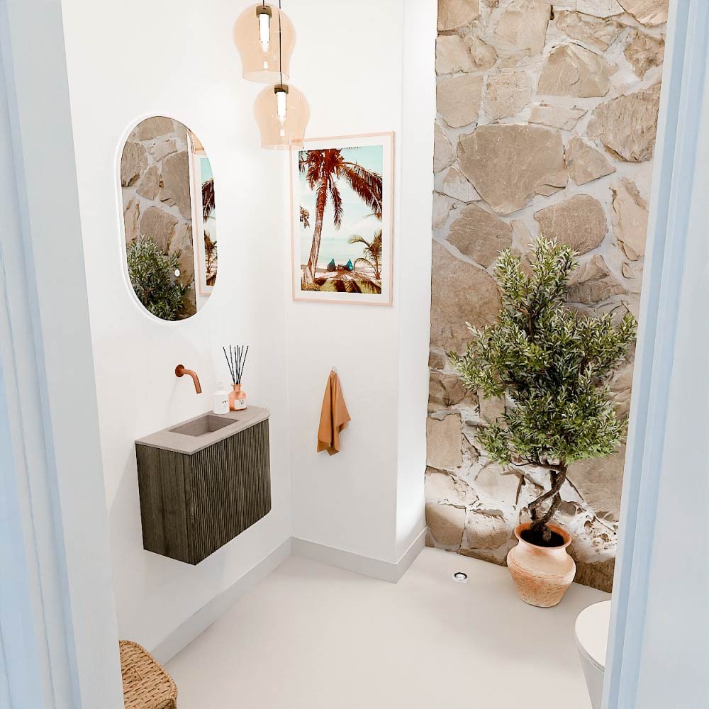Mondiaz Toiletmeubel Joya Dlux Shadow - 51.6 cm - Wastafel FAYE Saba - Zonder kraangat(en) - Solid Surface - Met spoelbak Links - Afbeelding 5