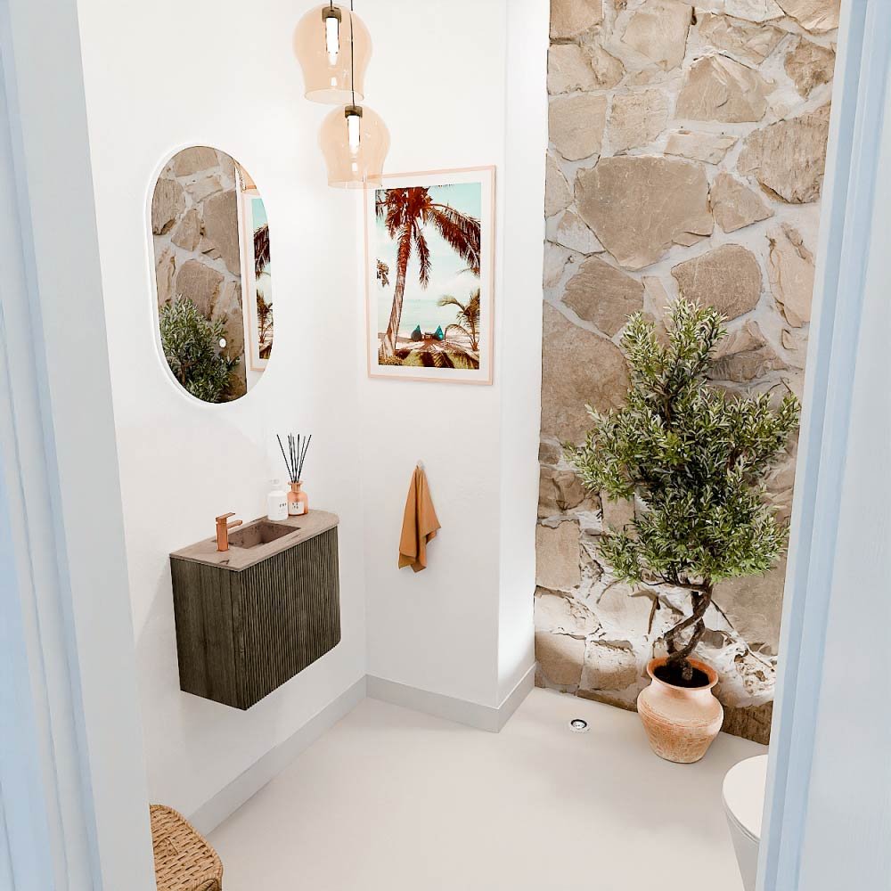 Mondiaz Toiletmeubel Joya Dlux Shadow - 51.6 cm - Wastafel FAYE Arena - 1 kraangat - Solid Surface - Met spoelbak Links - Afbeelding 5