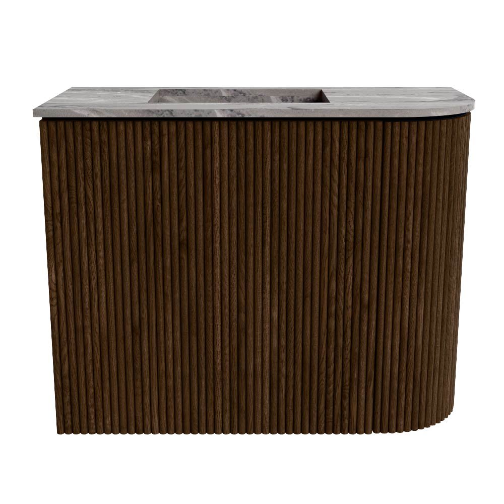 Mondiaz Toiletmeubel Joya Dlux Walnut - 51.6 cm - Wastafel FAYE Sombra - 1 kraangat - Solid Surface - Met spoelbak Links - Afbeelding 8