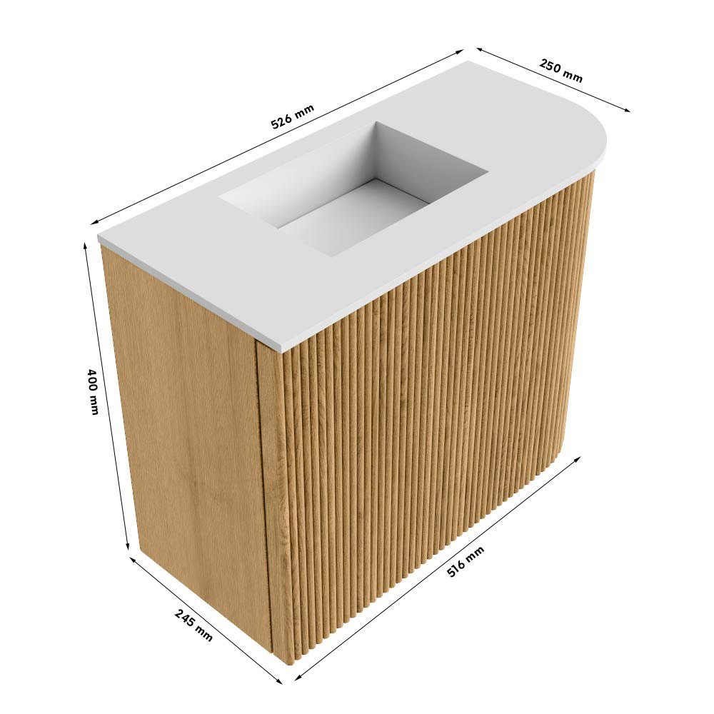 Mondiaz Toiletmeubel Joya Dlux Walnut - 51.6 cm - Wastafel FAYE Sombra - 1 kraangat - Solid Surface - Met spoelbak Links - Afbeelding 10