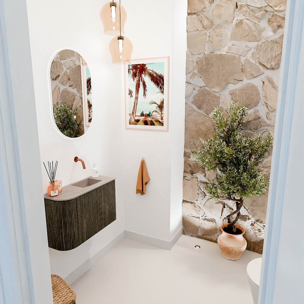 Mondiaz Toiletmeubel Joya Dlux Shadow - 61.6 cm - Wastafel FAYE Saba - Zonder kraangat(en) - Solid Surface - Met spoelbak Rechts - Afbeelding 5