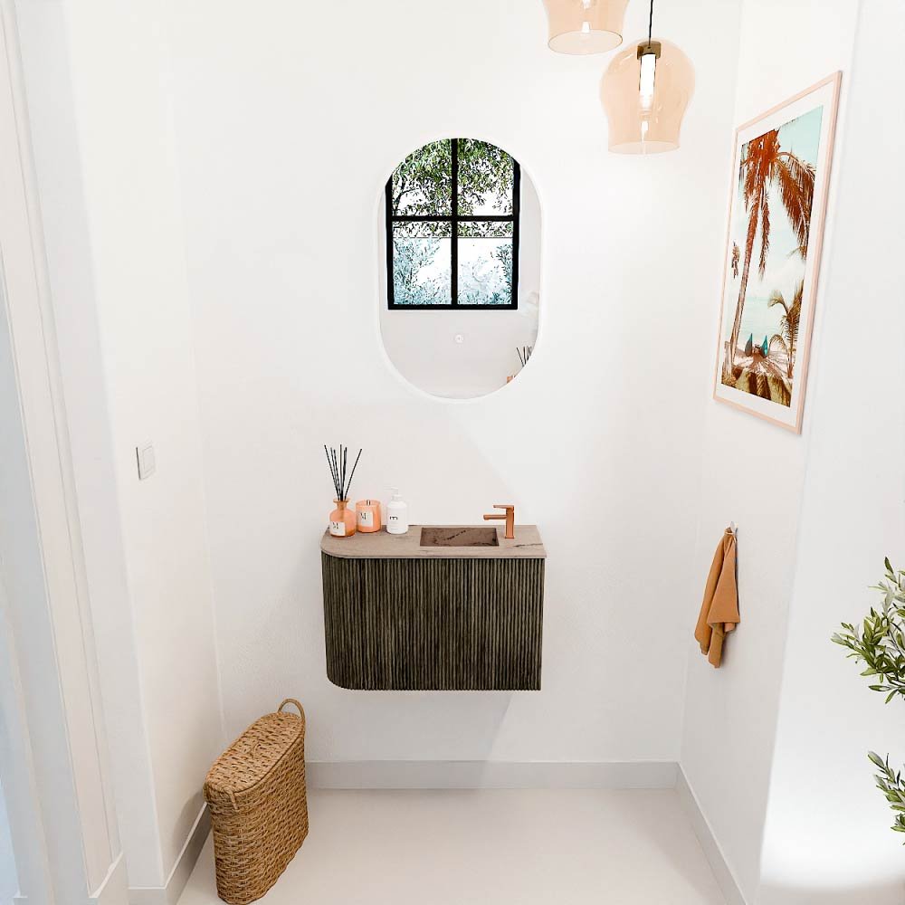 Mondiaz Toiletmeubel Joya Dlux Shadow - 61.6 cm - Wastafel FAYE Arena - 1 kraangat - Solid Surface - Met spoelbak Rechts - Afbeelding 4