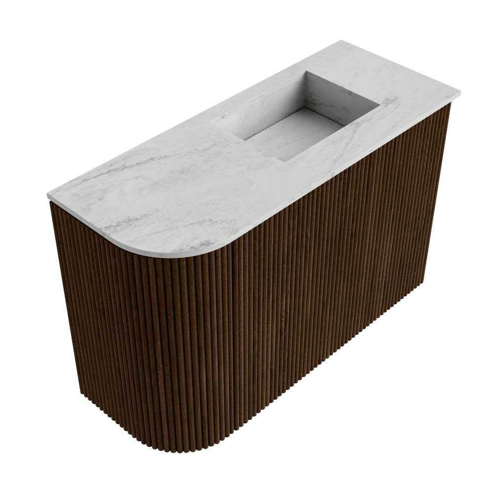 Mondiaz Toiletmeubel Joya Dlux Walnut - 61.6 cm - Wastafel FAYE Opalo - 1 kraangat - Solid Surface - Met spoelbak Rechts - Afbeelding 6