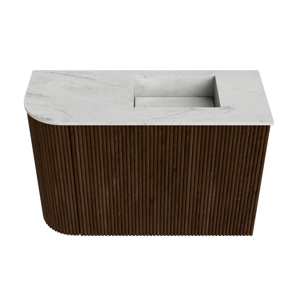 Mondiaz Toiletmeubel Joya Dlux Walnut - 61.6 cm - Wastafel FAYE Opalo - 1 kraangat - Solid Surface - Met spoelbak Rechts - Afbeelding 7