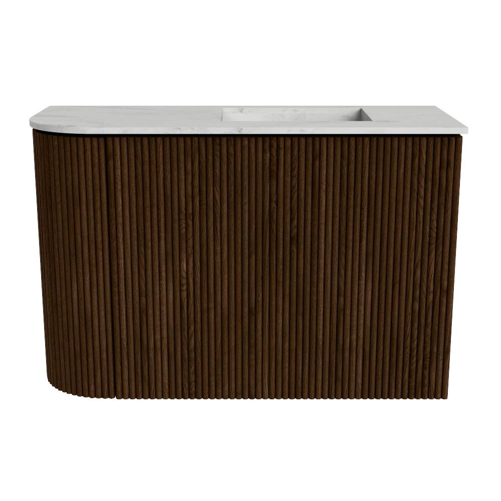 Mondiaz Toiletmeubel Joya Dlux Walnut - 61.6 cm - Wastafel FAYE Opalo - 1 kraangat - Solid Surface - Met spoelbak Rechts - Afbeelding 8