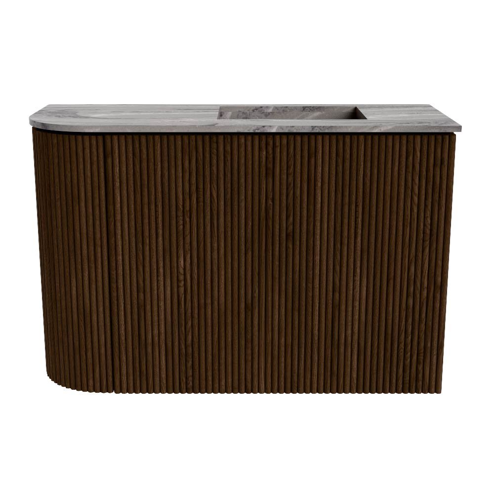 Mondiaz Toiletmeubel Joya Dlux Walnut - 61.6 cm - Wastafel FAYE Sombra - 1 kraangat - Solid Surface - Met spoelbak Rechts - Afbeelding 8