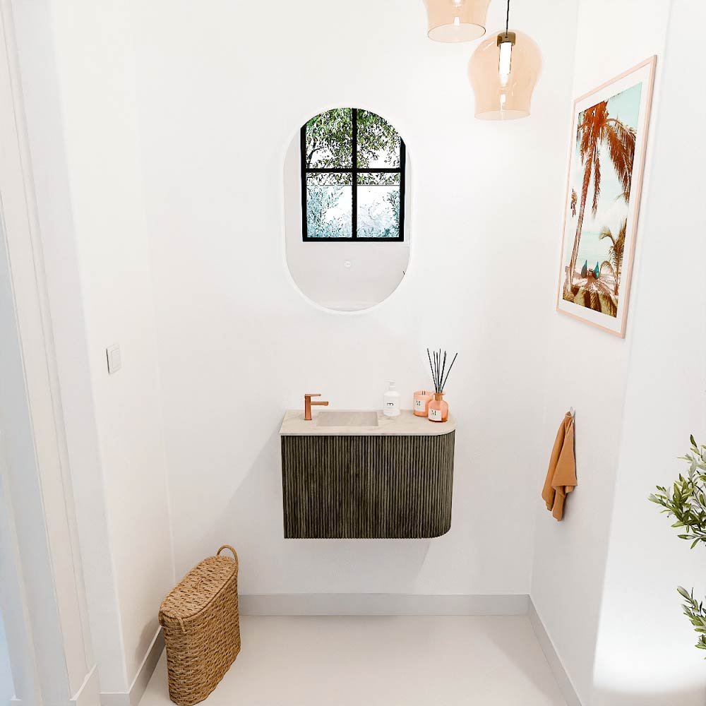 Mondiaz Toiletmeubel Joya Dlux Shadow - 61.6 cm - Wastafel FAYE Frappe - 1 kraangat - Solid Surface - Met spoelbak Links - Afbeelding 4