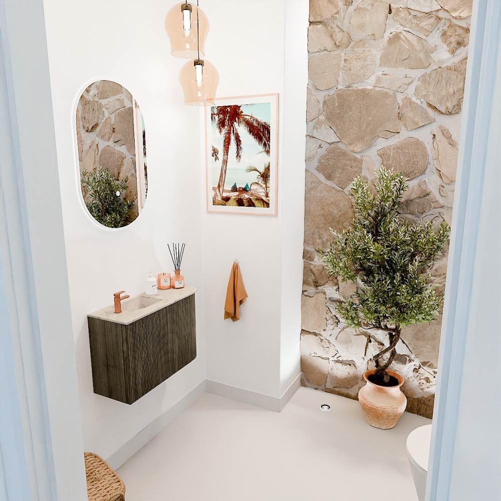 Mondiaz Toiletmeubel Joya Dlux Shadow - 61.6 cm - Wastafel FAYE Frappe - 1 kraangat - Solid Surface - Met spoelbak Links - Afbeelding 5