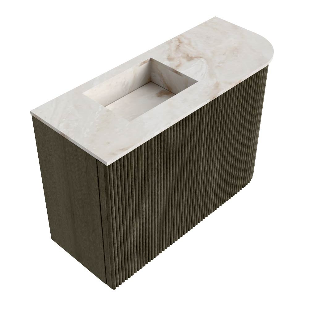 Mondiaz Toiletmeubel Joya Dlux Shadow - 61.6 cm - Wastafel FAYE Frappe - 1 kraangat - Solid Surface - Met spoelbak Links - Afbeelding 6