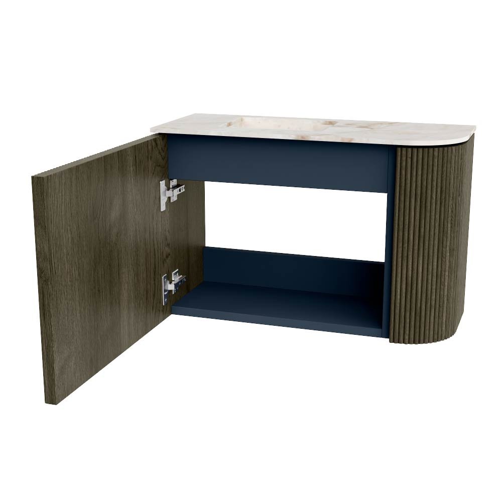 Mondiaz Toiletmeubel Joya Dlux Shadow - 61.6 cm - Wastafel FAYE Frappe - 1 kraangat - Solid Surface - Met spoelbak Links - Afbeelding 9