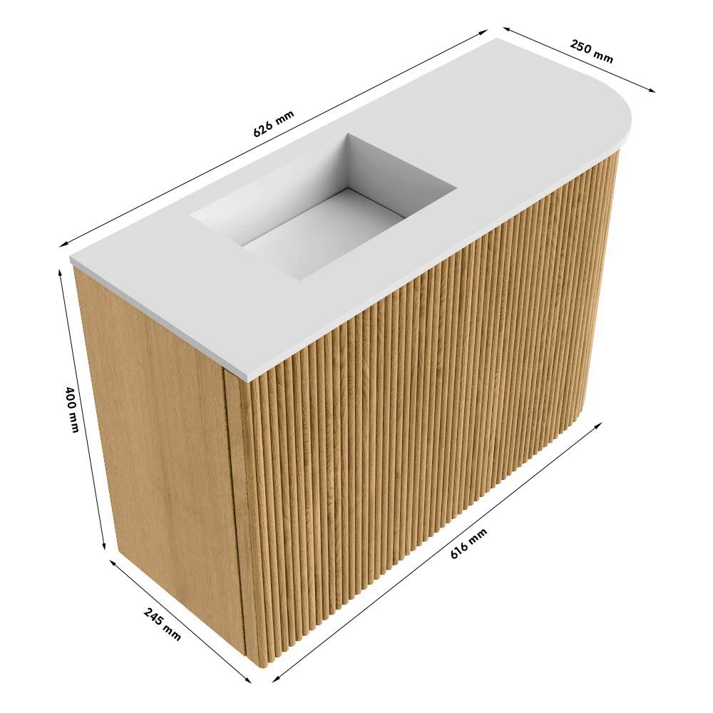 Mondiaz Toiletmeubel Joya Dlux Shadow - 61.6 cm - Wastafel FAYE Frappe - 1 kraangat - Solid Surface - Met spoelbak Links - Afbeelding 10