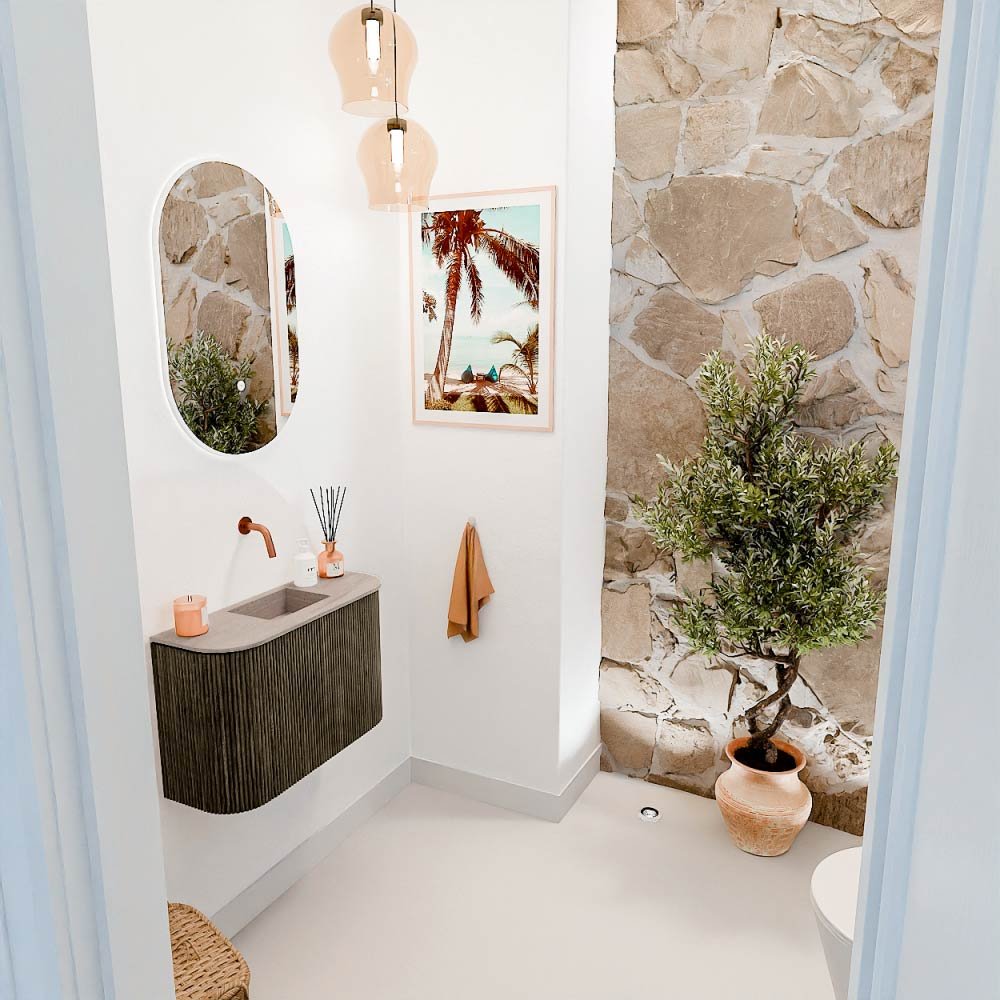 Mondiaz Toiletmeubel Joya Dlux Shadow - 63.2 cm - Wastafel FAYE Saba - Zonder kraangat(en) - Solid Surface - Met spoelbak Midden - Afbeelding 5