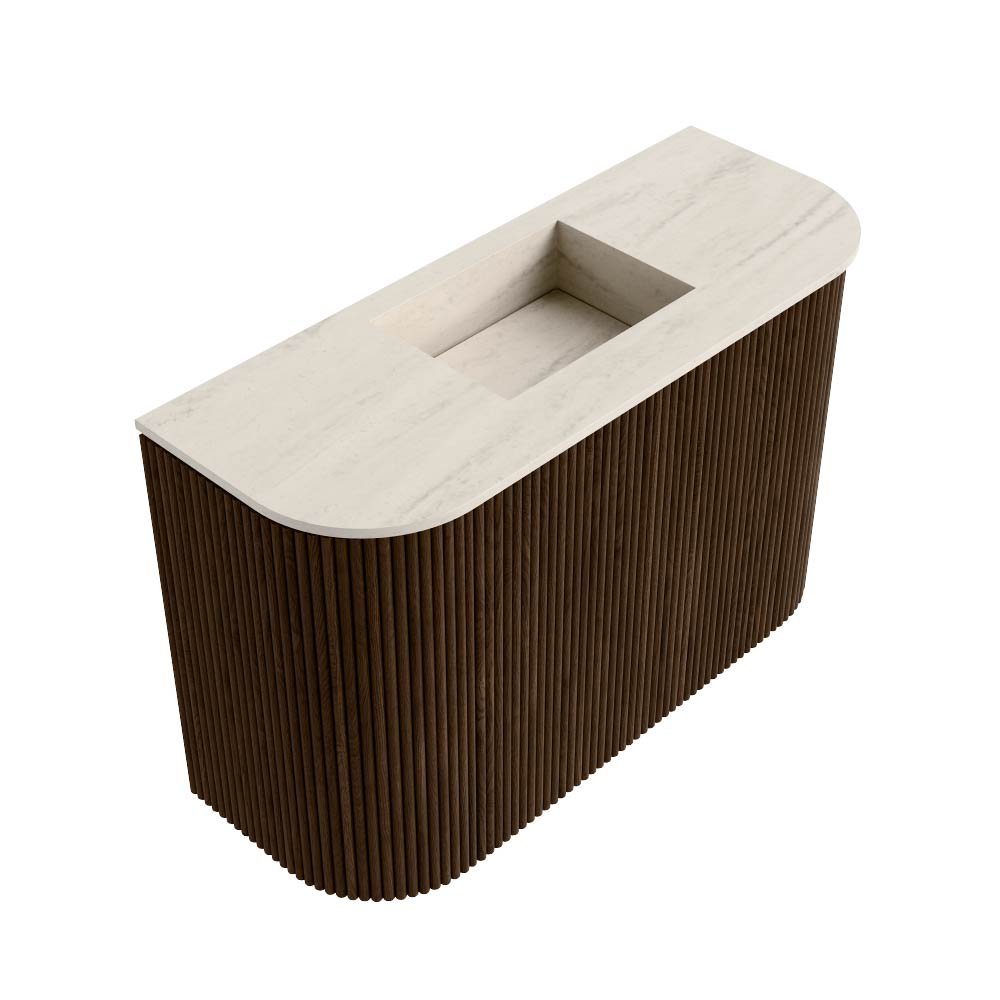 Mondiaz Toiletmeubel Joya Dlux Walnut - 63.2 cm - Wastafel FAYE Meli - Zonder kraangat(en) - Solid Surface - Met spoelbak Midden - Afbeelding 6