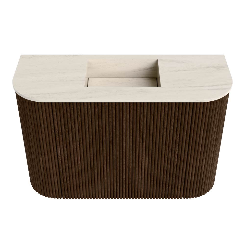 Mondiaz Toiletmeubel Joya Dlux Walnut - 63.2 cm - Wastafel FAYE Meli - Zonder kraangat(en) - Solid Surface - Met spoelbak Midden - Afbeelding 7