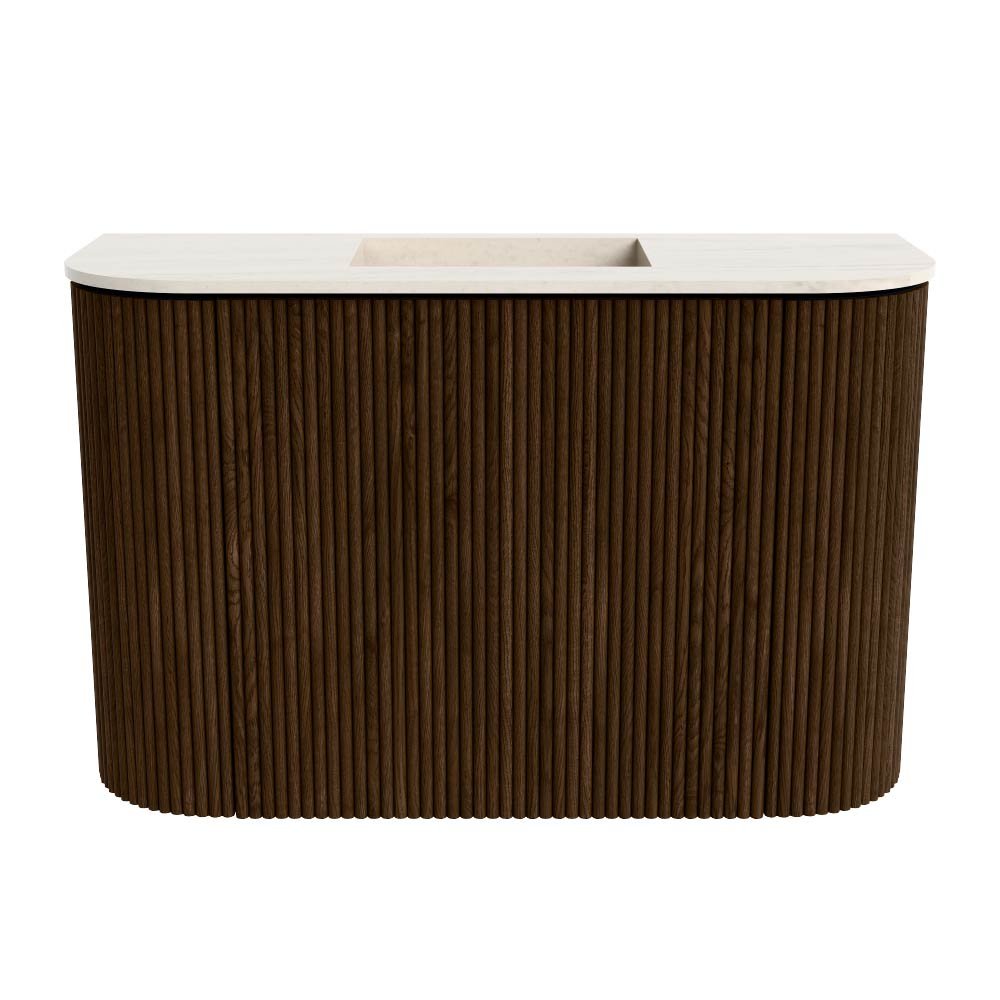 Mondiaz Toiletmeubel Joya Dlux Walnut - 63.2 cm - Wastafel FAYE Meli - Zonder kraangat(en) - Solid Surface - Met spoelbak Midden - Afbeelding 8
