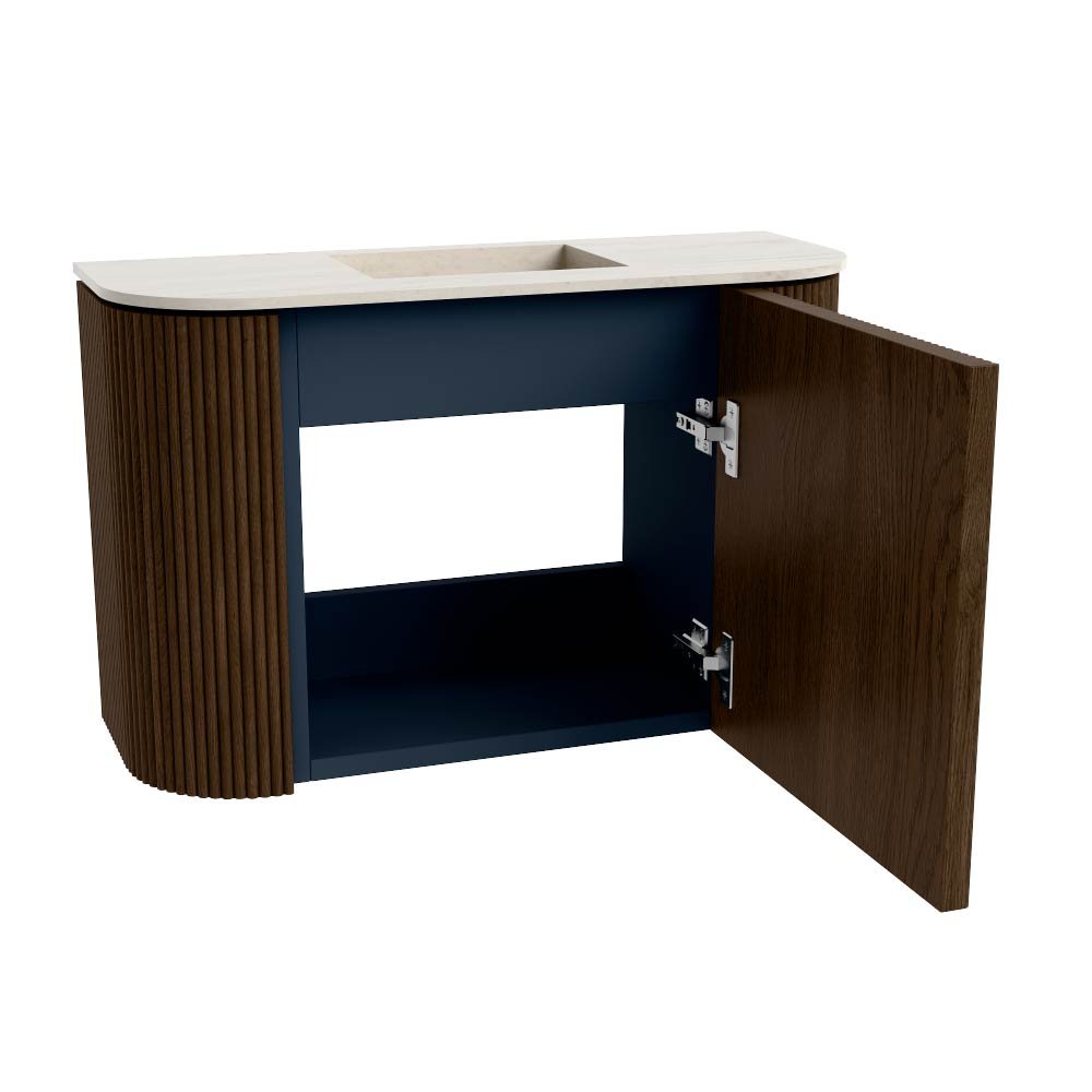 Mondiaz Toiletmeubel Joya Dlux Walnut - 63.2 cm - Wastafel FAYE Meli - Zonder kraangat(en) - Solid Surface - Met spoelbak Midden - Afbeelding 9