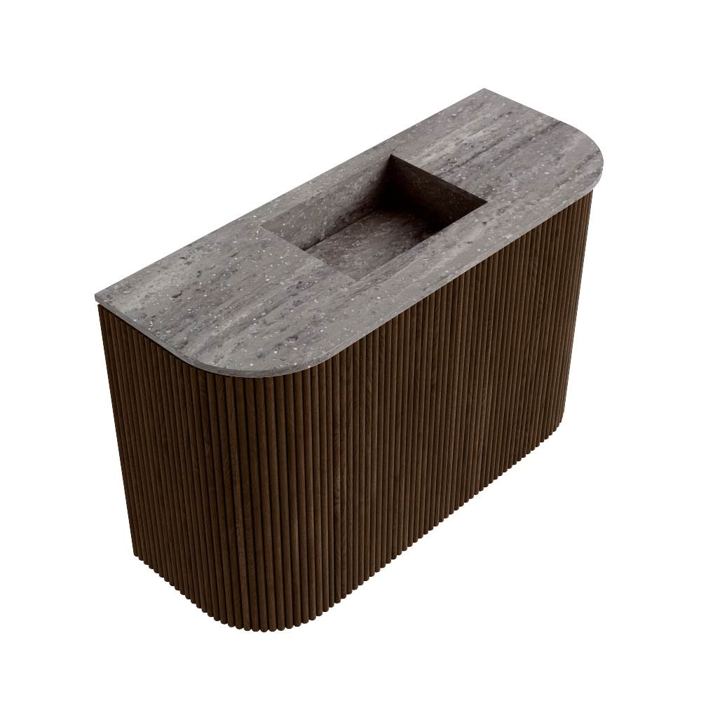 Mondiaz Toiletmeubel Joya Dlux Walnut - 63.2 cm - Wastafel FAYE Saba - Zonder kraangat(en) - Solid Surface - Met spoelbak Midden - Afbeelding 6