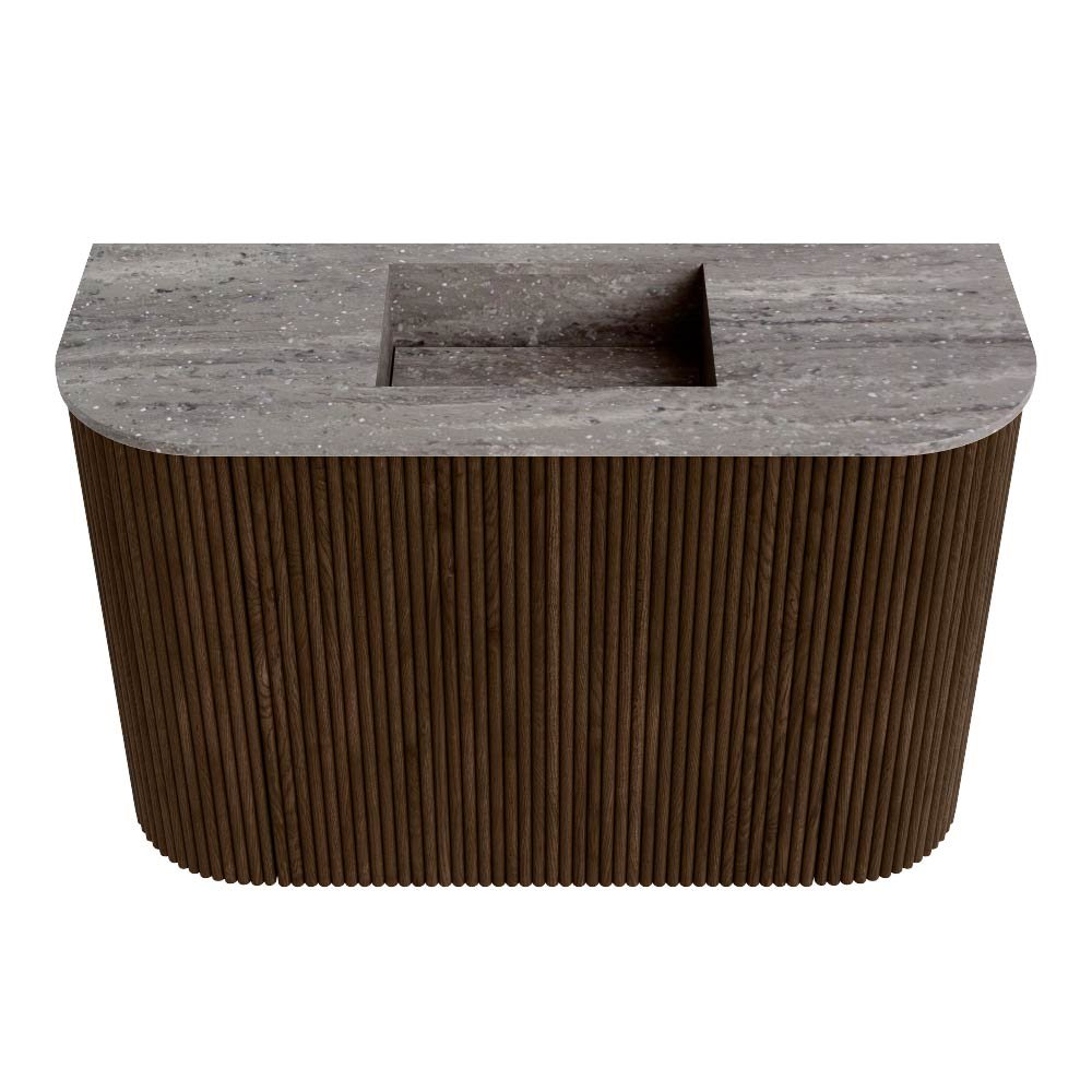 Mondiaz Toiletmeubel Joya Dlux Walnut - 63.2 cm - Wastafel FAYE Saba - Zonder kraangat(en) - Solid Surface - Met spoelbak Midden - Afbeelding 7