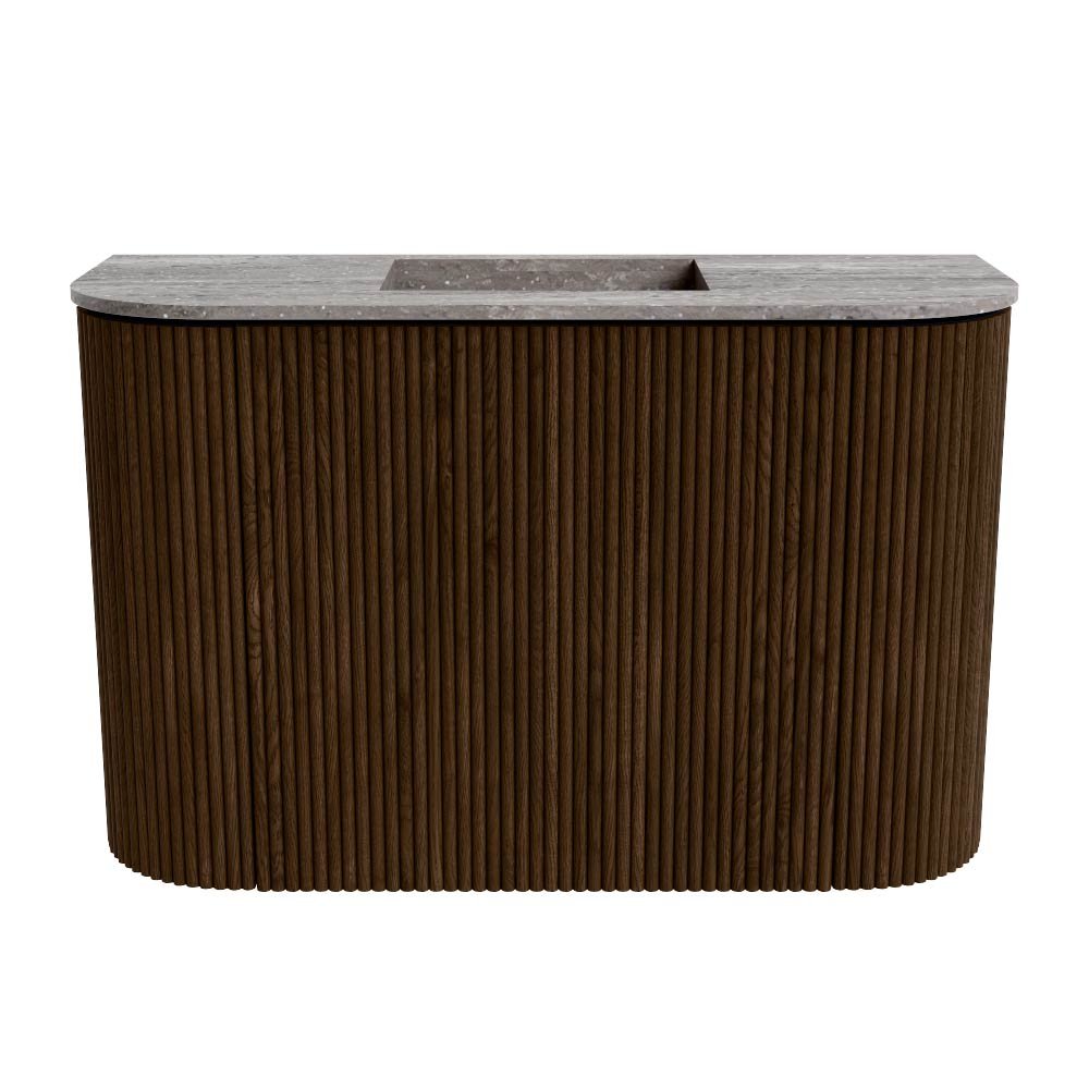 Mondiaz Toiletmeubel Joya Dlux Walnut - 63.2 cm - Wastafel FAYE Saba - Zonder kraangat(en) - Solid Surface - Met spoelbak Midden - Afbeelding 8