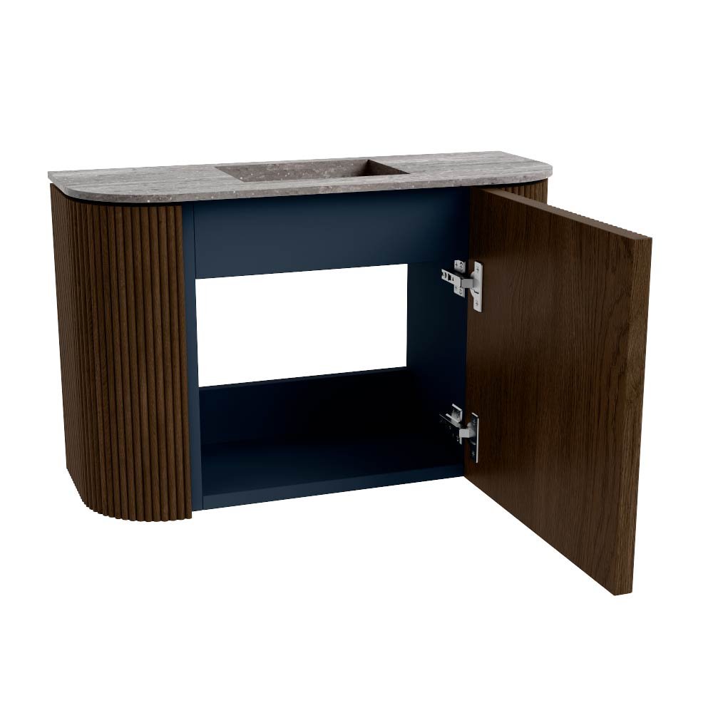 Mondiaz Toiletmeubel Joya Dlux Walnut - 63.2 cm - Wastafel FAYE Saba - Zonder kraangat(en) - Solid Surface - Met spoelbak Midden - Afbeelding 9