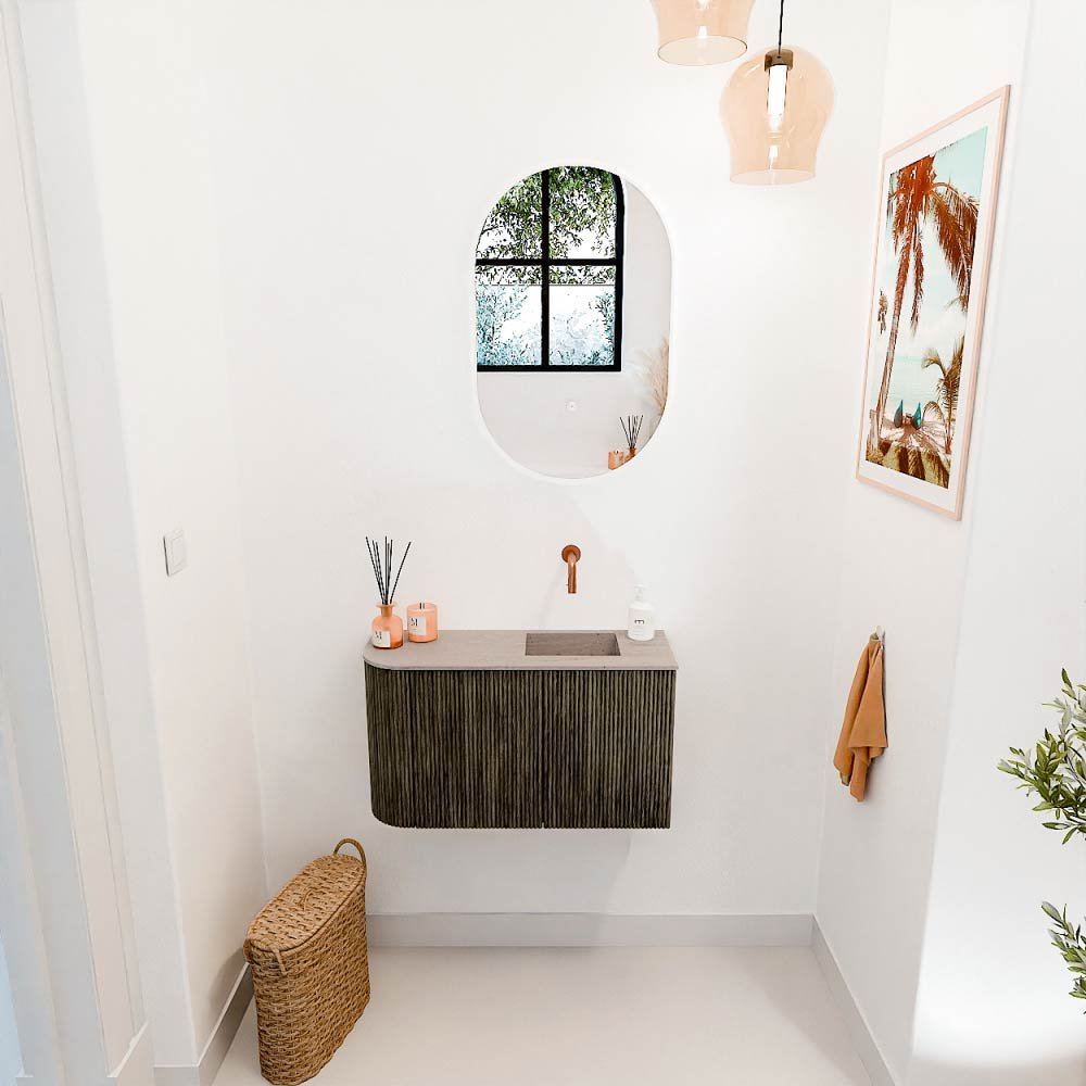 Mondiaz Toiletmeubel Joya Dlux Shadow - 71.6 cm - Wastafel FAYE Saba - Zonder kraangat(en) - Solid Surface - Met spoelbak Rechts - Afbeelding 4
