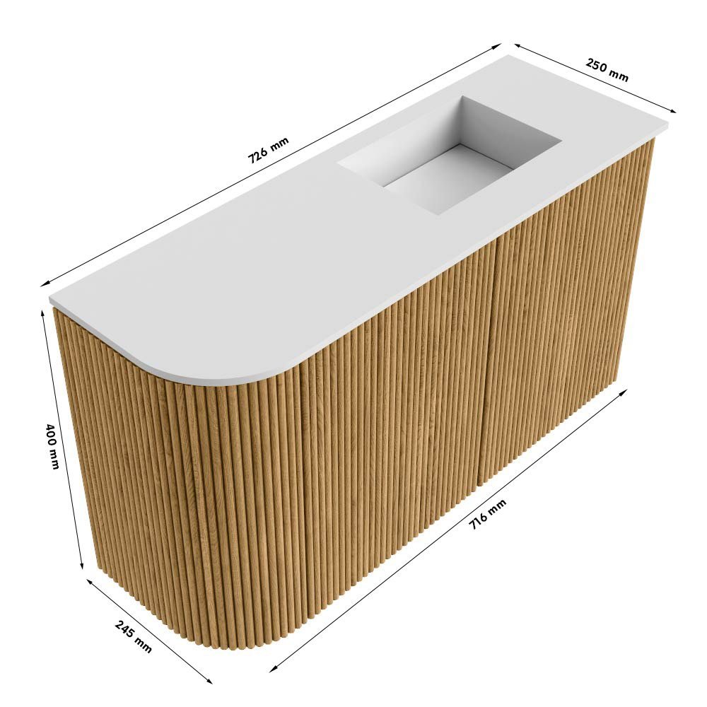 Mondiaz Toiletmeubel Joya Dlux Oak - 71.6 cm - Wastafel FAYE Arena - 1 kraangat - Solid Surface - Met spoelbak Rechts - Afbeelding 10