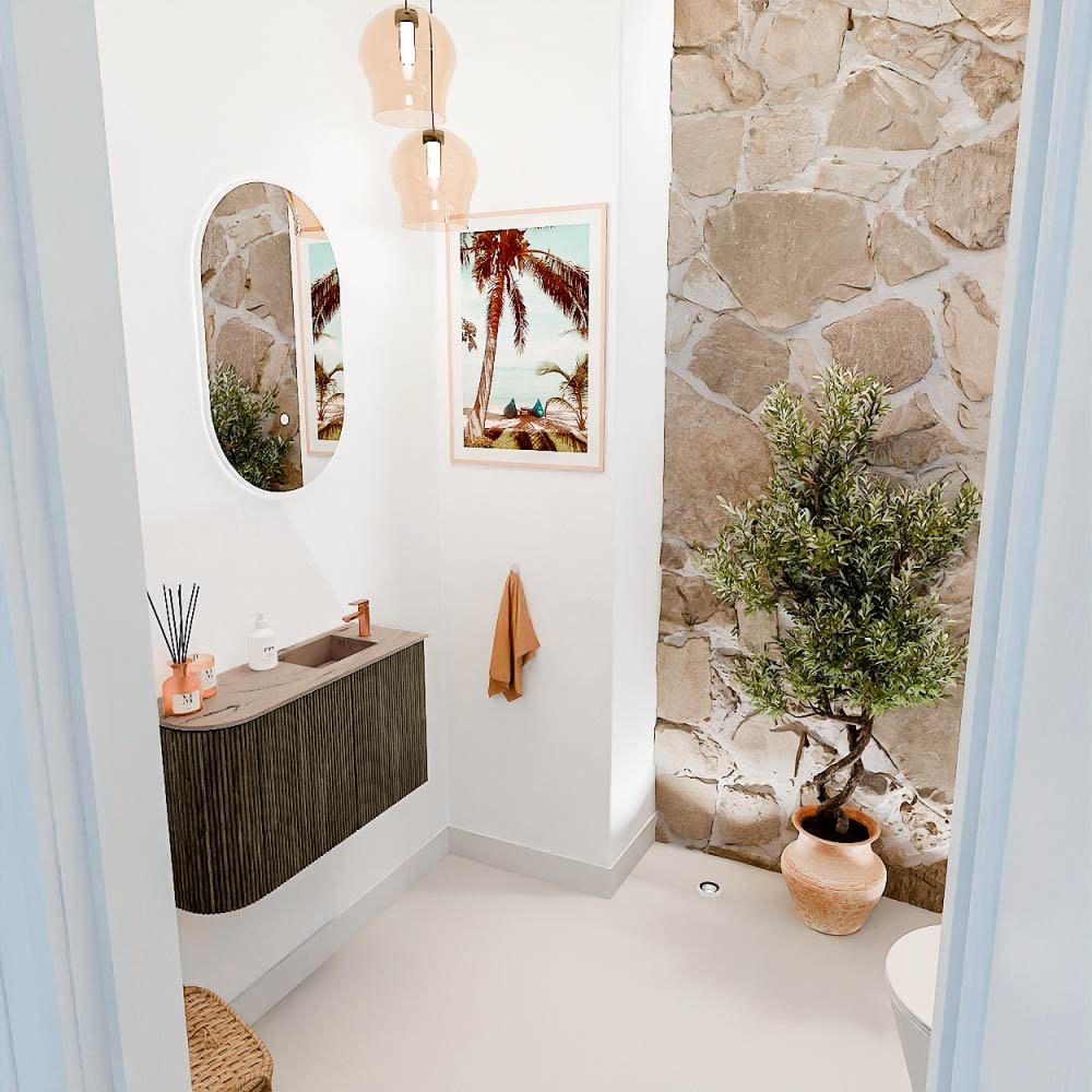 Mondiaz Toiletmeubel Joya Dlux Shadow - 71.6 cm - Wastafel FAYE Arena - 1 kraangat - Solid Surface - Met spoelbak Rechts - Afbeelding 5