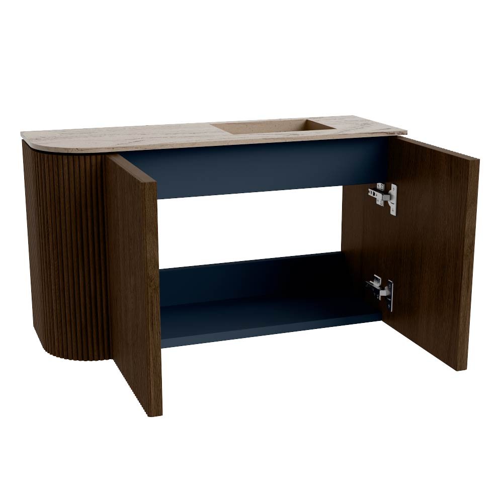 Mondiaz Toiletmeubel Joya Dlux Walnut - 71.6 cm - Wastafel FAYE Arena - 1 kraangat - Solid Surface - Met spoelbak Rechts - Afbeelding 9