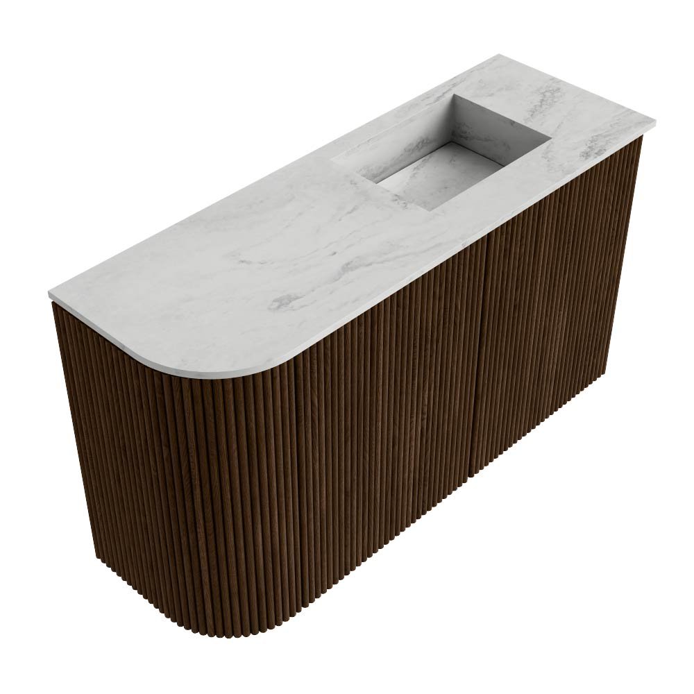Mondiaz Toiletmeubel Joya Dlux Walnut - 71.6 cm - Wastafel FAYE Opalo - 1 kraangat - Solid Surface - Met spoelbak Rechts - Afbeelding 6