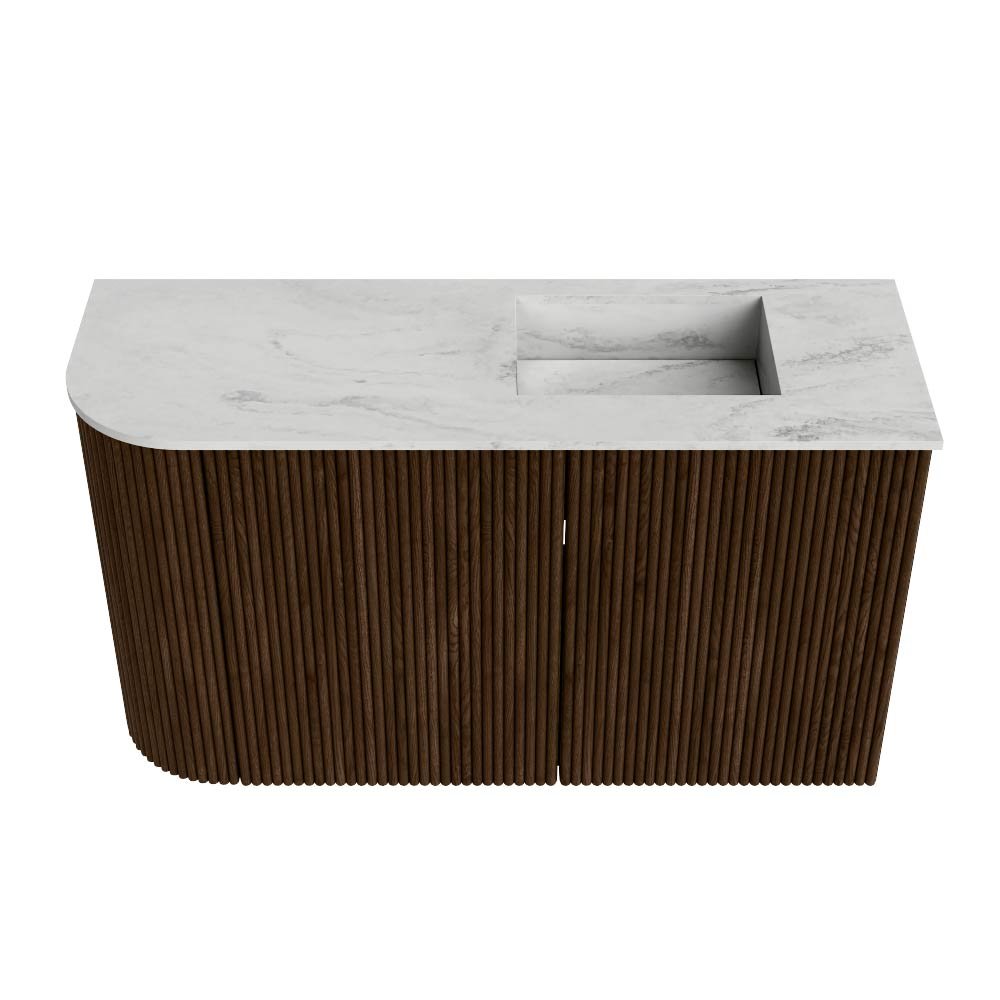 Mondiaz Toiletmeubel Joya Dlux Walnut - 71.6 cm - Wastafel FAYE Opalo - 1 kraangat - Solid Surface - Met spoelbak Rechts - Afbeelding 7