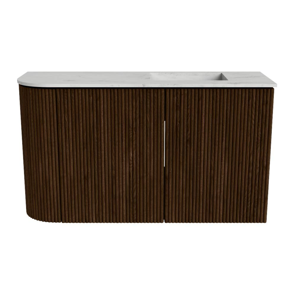 Mondiaz Toiletmeubel Joya Dlux Walnut - 71.6 cm - Wastafel FAYE Opalo - 1 kraangat - Solid Surface - Met spoelbak Rechts - Afbeelding 8