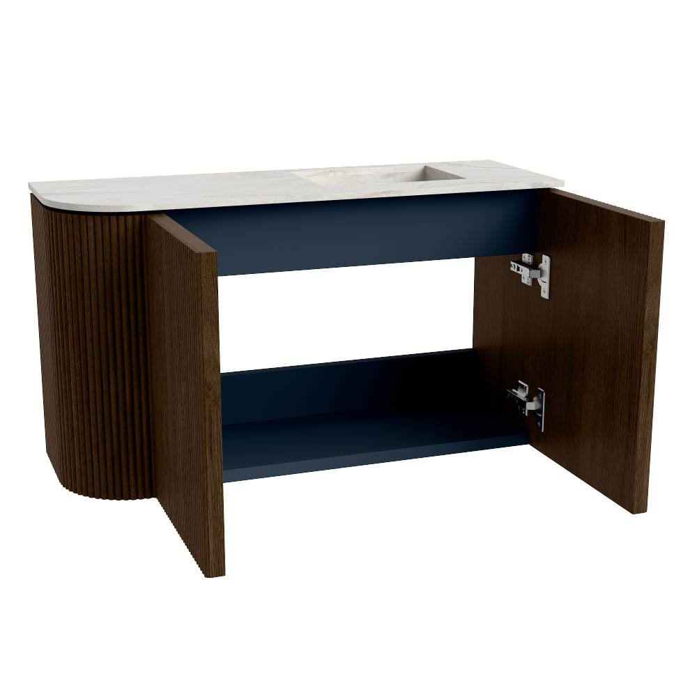 Mondiaz Toiletmeubel Joya Dlux Walnut - 71.6 cm - Wastafel FAYE Opalo - 1 kraangat - Solid Surface - Met spoelbak Rechts - Afbeelding 9