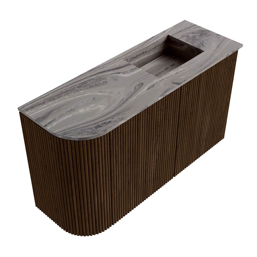 Mondiaz Toiletmeubel Joya Dlux Walnut - 71.6 cm - Wastafel FAYE Sombra - 1 kraangat - Solid Surface - Met spoelbak Rechts - Afbeelding 6
