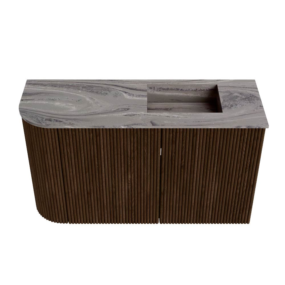 Mondiaz Toiletmeubel Joya Dlux Walnut - 71.6 cm - Wastafel FAYE Sombra - 1 kraangat - Solid Surface - Met spoelbak Rechts - Afbeelding 7