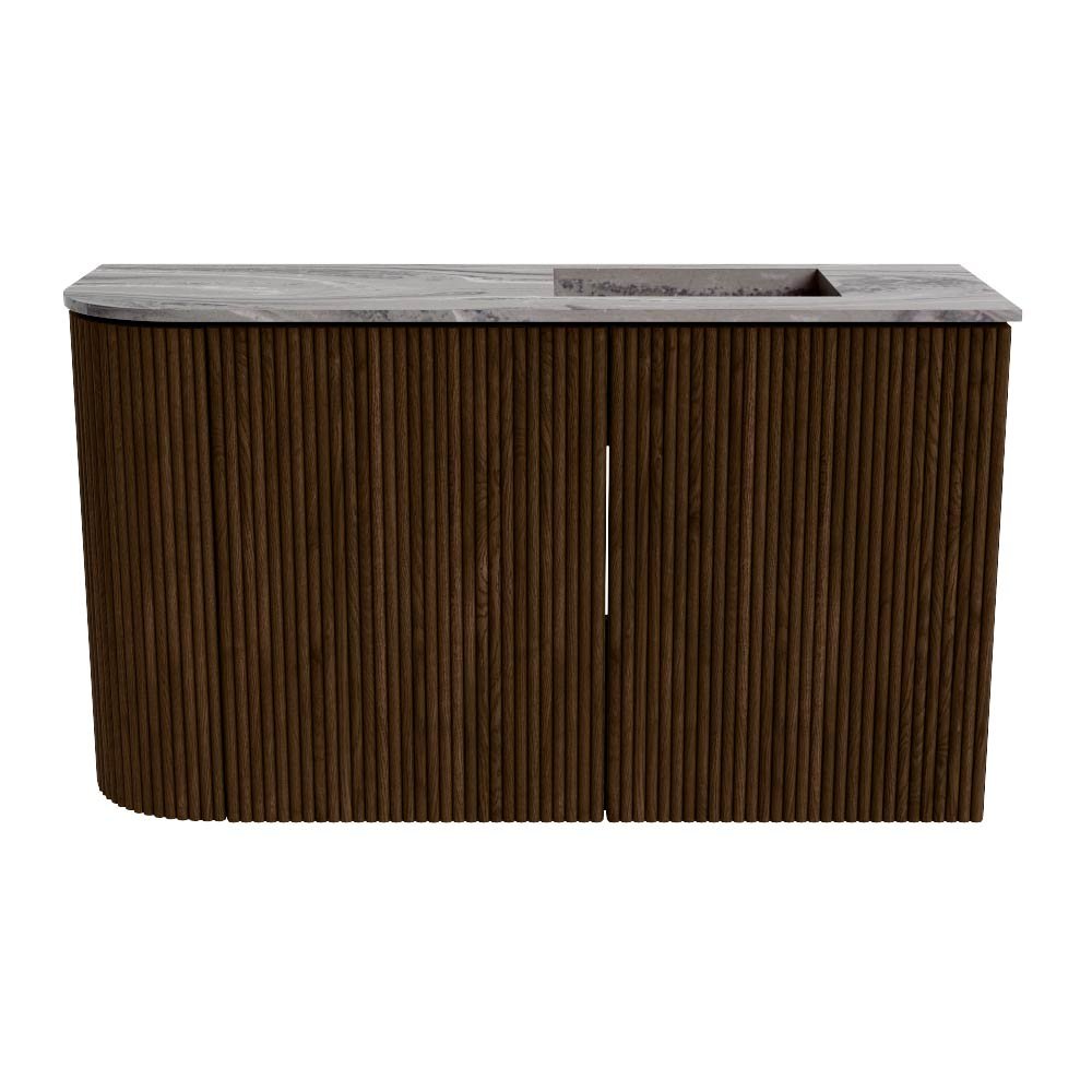 Mondiaz Toiletmeubel Joya Dlux Walnut - 71.6 cm - Wastafel FAYE Sombra - 1 kraangat - Solid Surface - Met spoelbak Rechts - Afbeelding 8