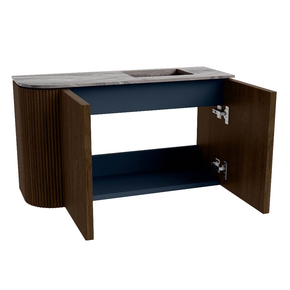 Mondiaz Toiletmeubel Joya Dlux Walnut - 71.6 cm - Wastafel FAYE Sombra - 1 kraangat - Solid Surface - Met spoelbak Rechts - Afbeelding 9