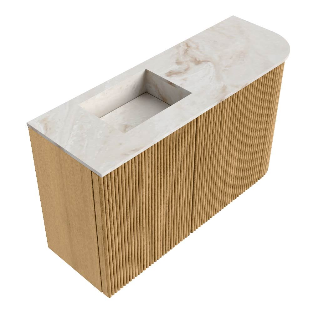 Mondiaz Toiletmeubel Joya Dlux Oak - 71.6 cm - Wastafel FAYE Frappe - Zonder kraangat(en) - Solid Surface - Met spoelbak Links - Afbeelding 6