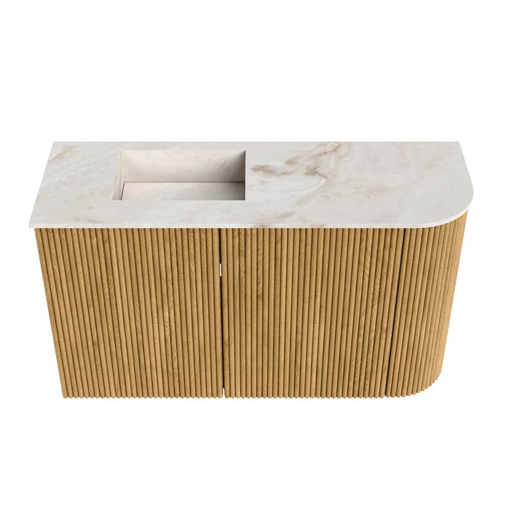 Mondiaz Toiletmeubel Joya Dlux Oak - 71.6 cm - Wastafel FAYE Frappe - Zonder kraangat(en) - Solid Surface - Met spoelbak Links - Afbeelding 7
