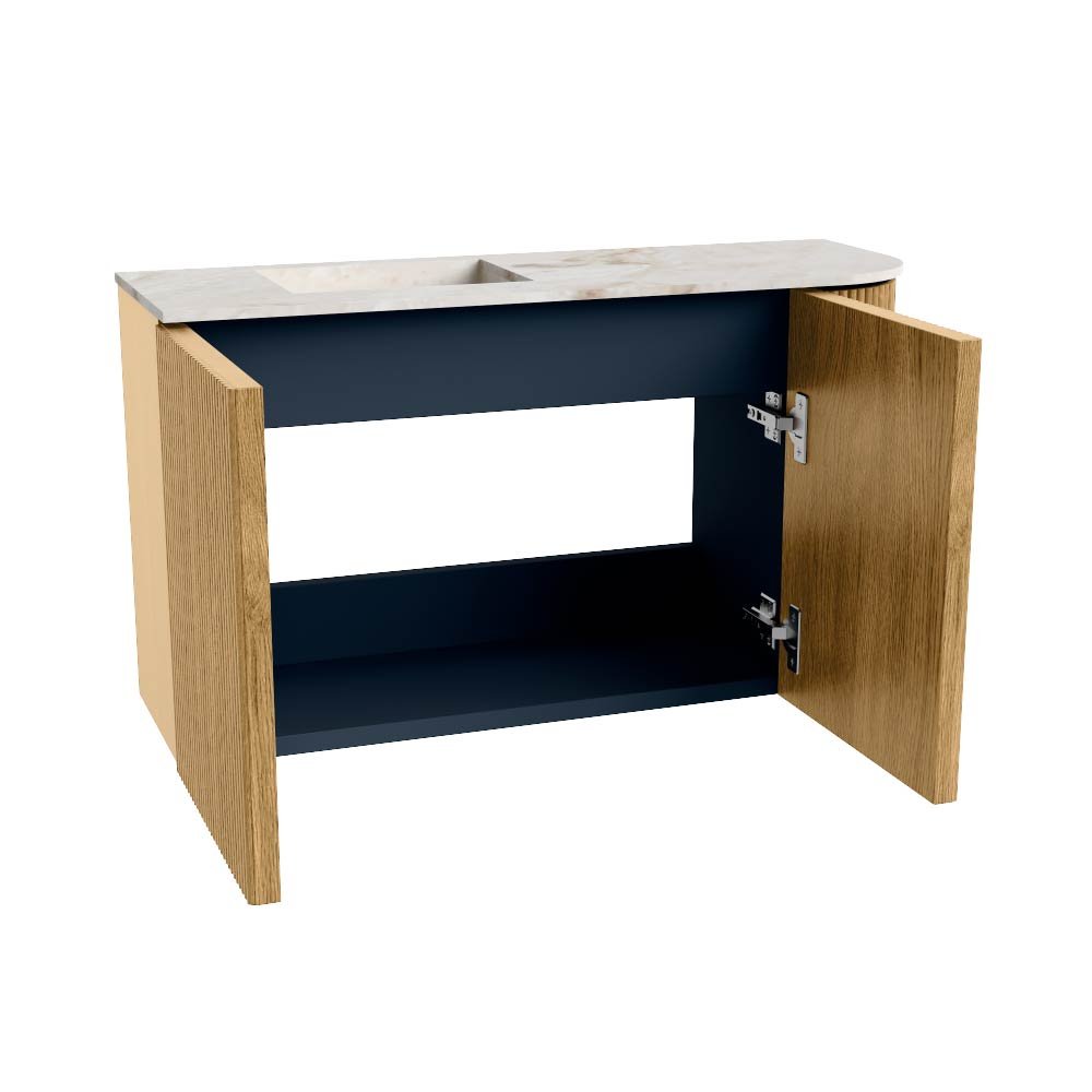 Mondiaz Toiletmeubel Joya Dlux Oak - 71.6 cm - Wastafel FAYE Frappe - Zonder kraangat(en) - Solid Surface - Met spoelbak Links - Afbeelding 9