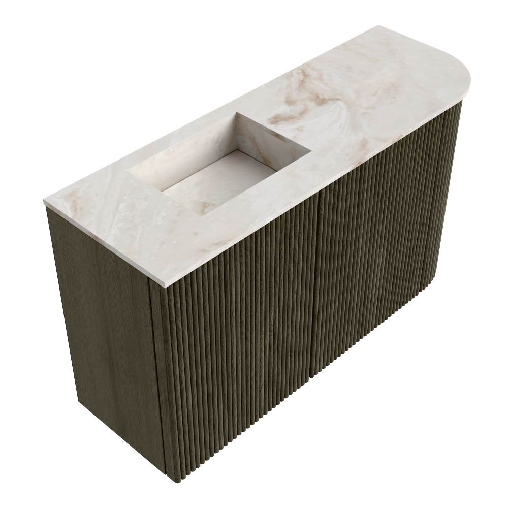Mondiaz Toiletmeubel Joya Dlux Shadow - 71.6 cm - Wastafel FAYE Frappe - 1 kraangat - Solid Surface - Met spoelbak Links - Afbeelding 6