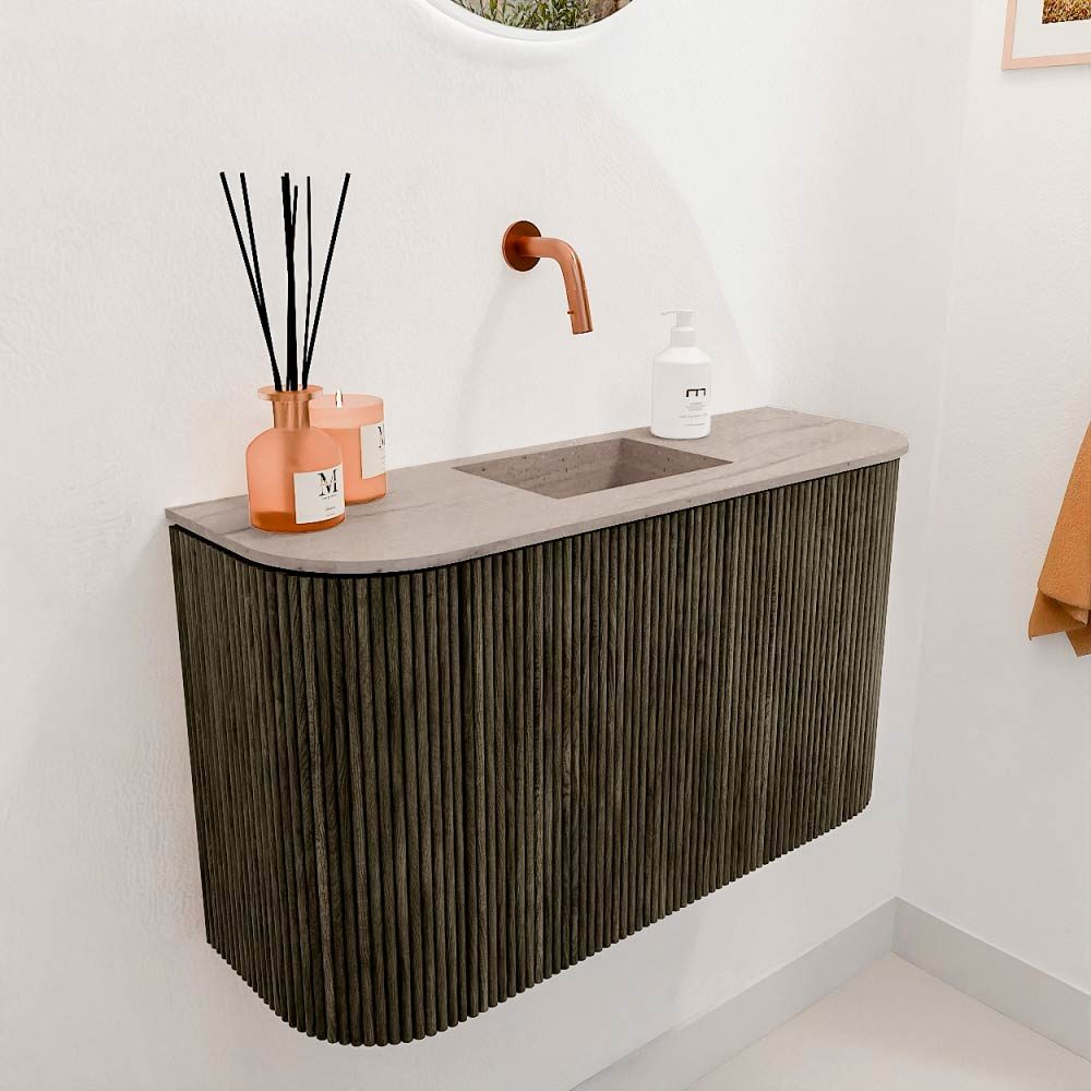Mondiaz Toiletmeubel Joya Dlux Shadow - 73.2 cm - Wastafel FAYE Saba - Zonder kraangat(en) - Solid Surface - Met spoelbak Midden