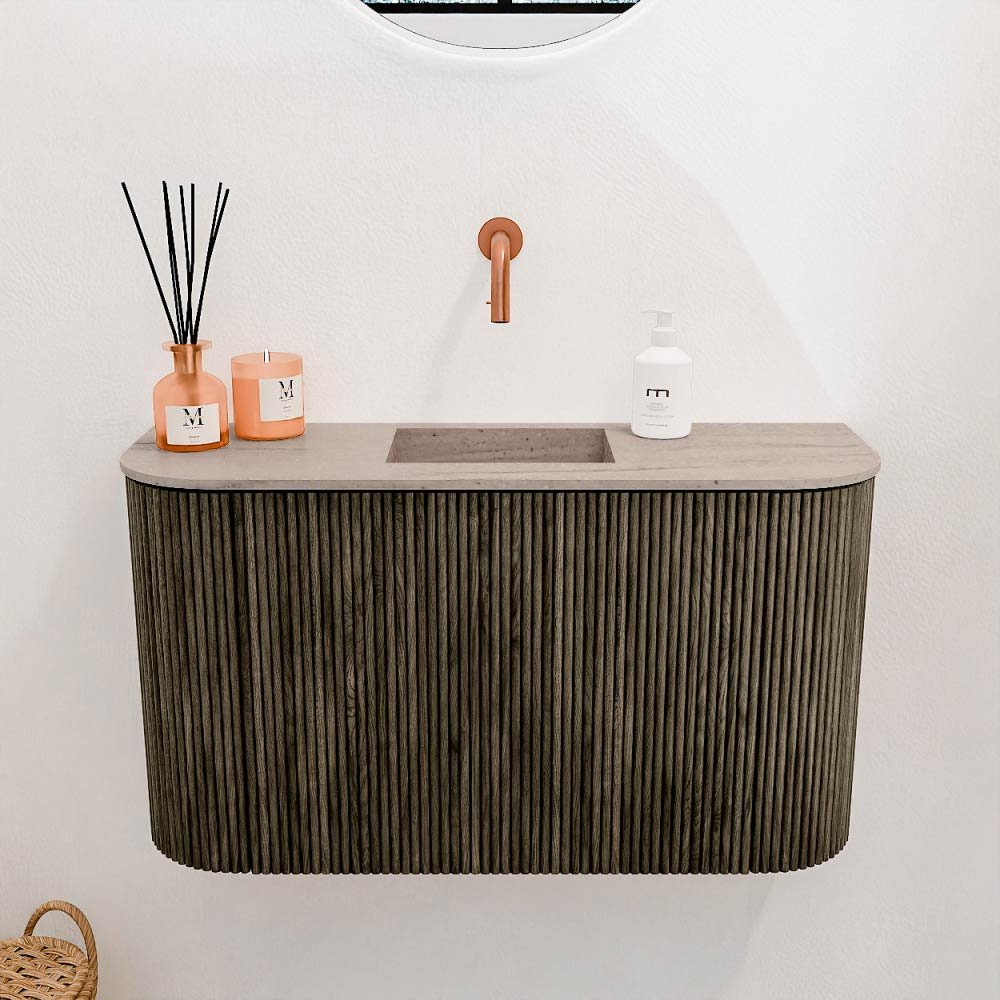 Mondiaz Toiletmeubel Joya Dlux Shadow - 73.2 cm - Wastafel FAYE Saba - Zonder kraangat(en) - Solid Surface - Met spoelbak Midden - Afbeelding 2