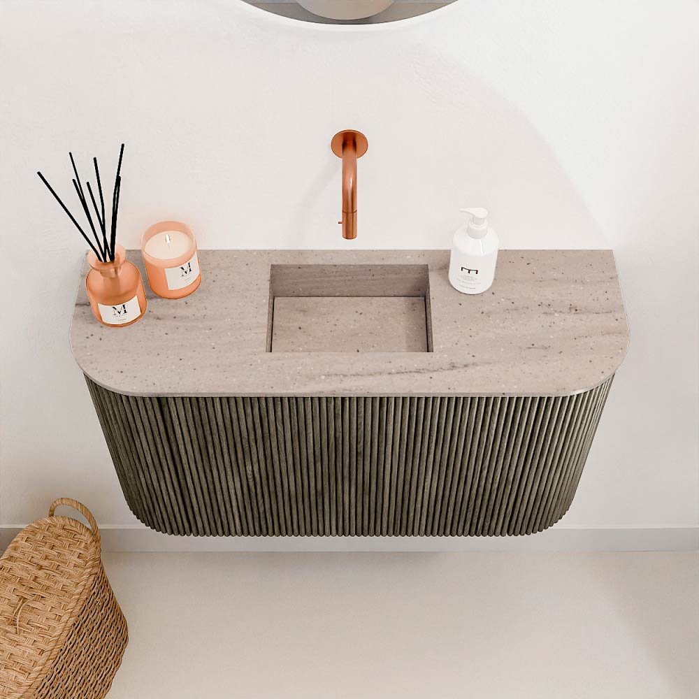 Mondiaz Toiletmeubel Joya Dlux Shadow - 73.2 cm - Wastafel FAYE Saba - Zonder kraangat(en) - Solid Surface - Met spoelbak Midden - Afbeelding 3