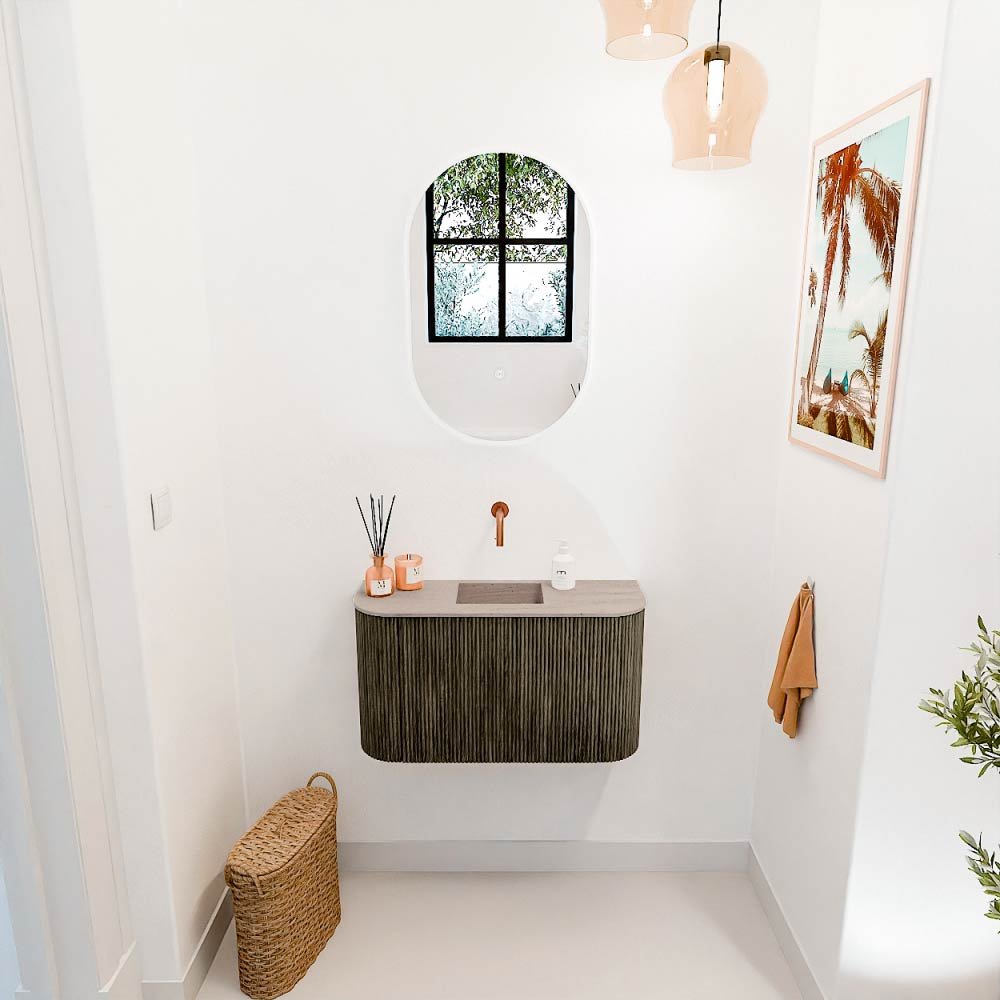Mondiaz Toiletmeubel Joya Dlux Shadow - 73.2 cm - Wastafel FAYE Saba - Zonder kraangat(en) - Solid Surface - Met spoelbak Midden - Afbeelding 4