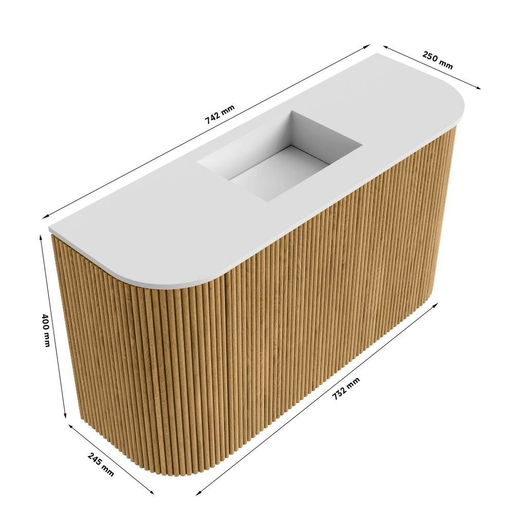 Mondiaz Toiletmeubel Joya Dlux Shadow - 73.2 cm - Wastafel FAYE Saba - Zonder kraangat(en) - Solid Surface - Met spoelbak Midden - Afbeelding 10