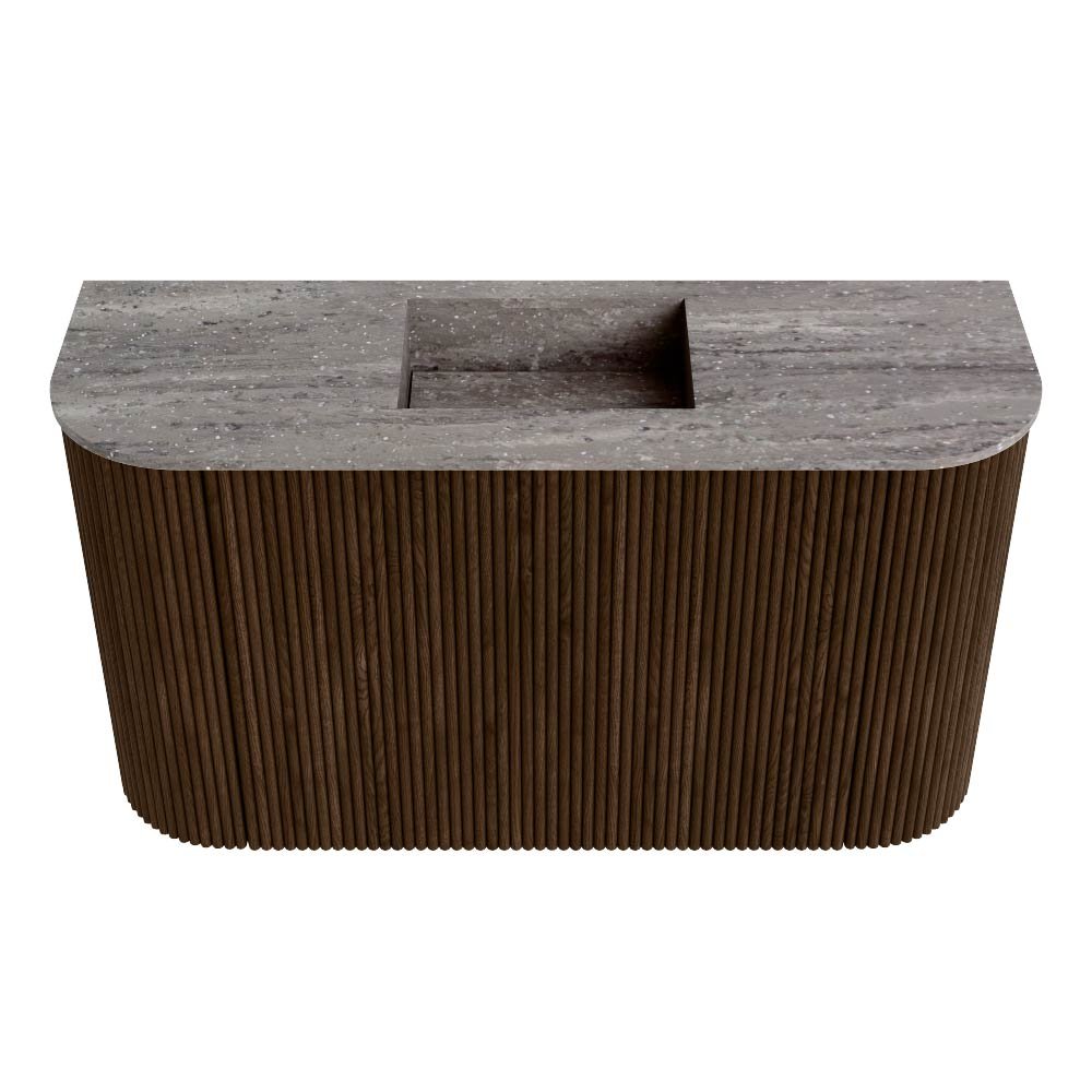 Mondiaz Toiletmeubel Joya Dlux Walnut - 73.2 cm - Wastafel FAYE Saba - Zonder kraangat(en) - Solid Surface - Met spoelbak Midden - Afbeelding 7