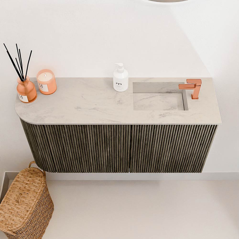 Mondiaz Toiletmeubel Joya Dlux Shadow - 81.6 cm - Wastafel FAYE Opalo - 1 kraangat - Solid Surface - Met spoelbak Rechts - Afbeelding 3