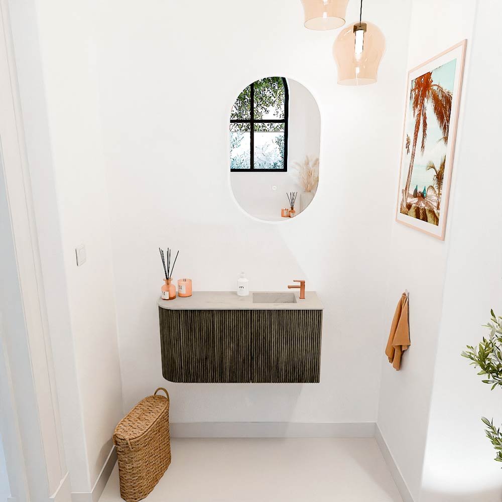 Mondiaz Toiletmeubel Joya Dlux Shadow - 81.6 cm - Wastafel FAYE Opalo - 1 kraangat - Solid Surface - Met spoelbak Rechts - Afbeelding 4