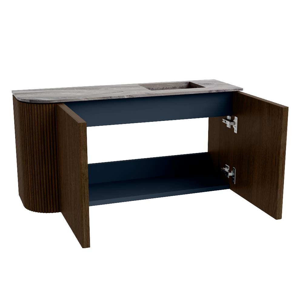 Mondiaz Toiletmeubel Joya Dlux Walnut - 81.6 cm - Wastafel FAYE Sombra - 1 kraangat - Solid Surface - Met spoelbak Rechts - Afbeelding 9